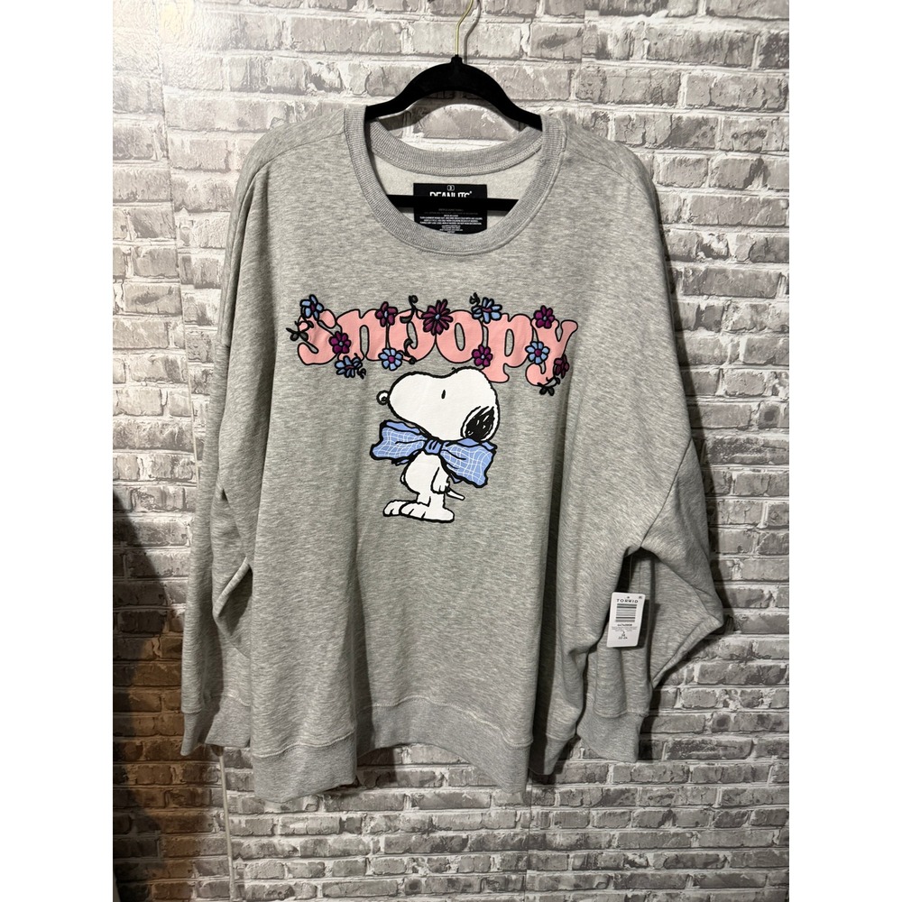 Torrid Peanuts Snoopy Relaxed Fleece Sweatshirt Grey 3X 22-24 NWT 44740808